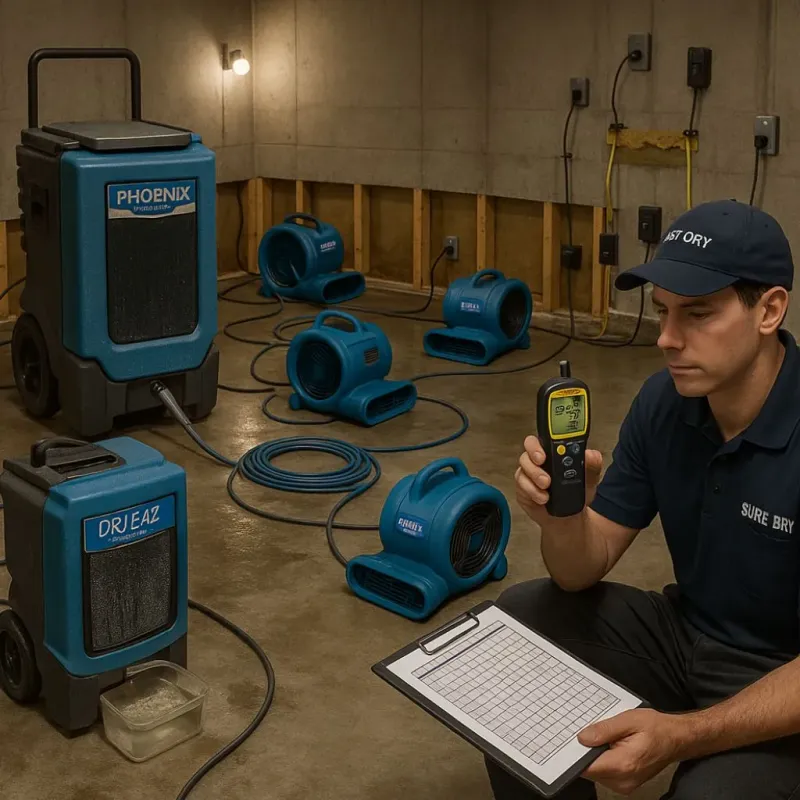 Structural Drying and Dehumidification process in Sherwood Manor, CT